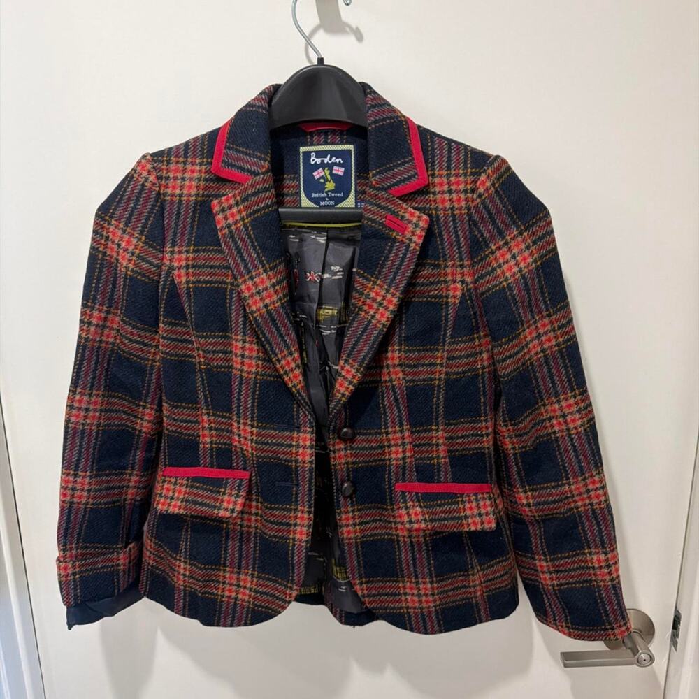 Boden 100% wool plaid blazer